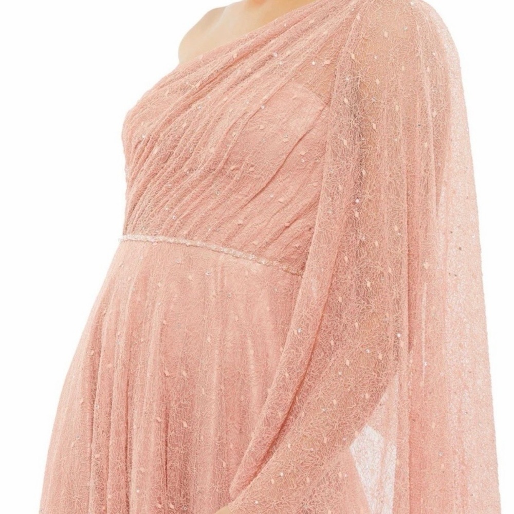 Mac Duggal One-Shoulder Blush Pink Evening Gown - Picture 3 of 5